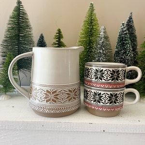 Hearth and Hand with Magnolia Christmas Stoneware Pitcher and Mugs